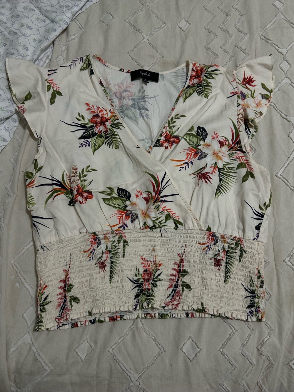 Lipslide floral wrap style crop top